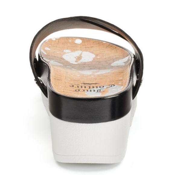 BLACK & White Crisscross Platform Sandals Slides - Picture 4 of 6